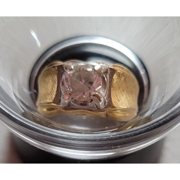 Vintage Lind 14KT HGE Ring – Wide Gold Band – Square Clear CZ Stone – Size 6.25 - Picture 6 of 9